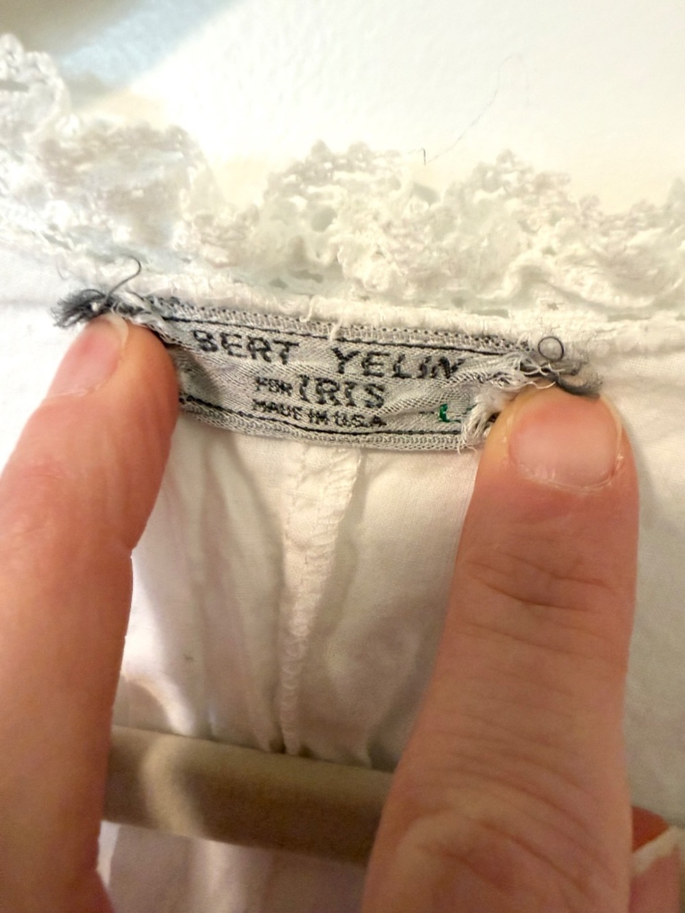 Bert Yellin for Iris Vintage Nightgown, Crisp Bright White with Embroidery - Picture 4 of 7